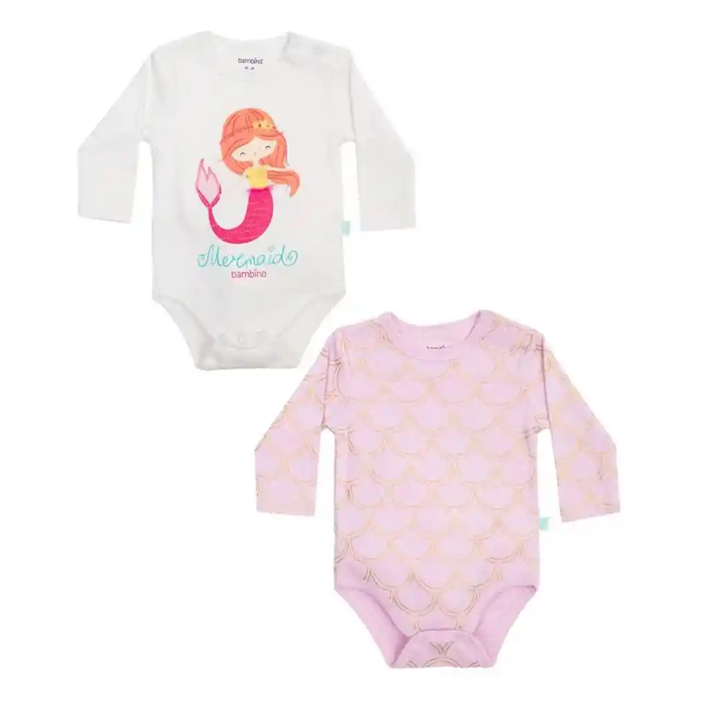 Pack Bodys Manga Larga Sirena Bambino 6-9 Meses