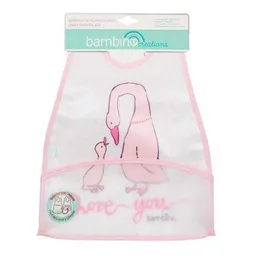 Babero Plástico Bambino Niña Patos Rosa