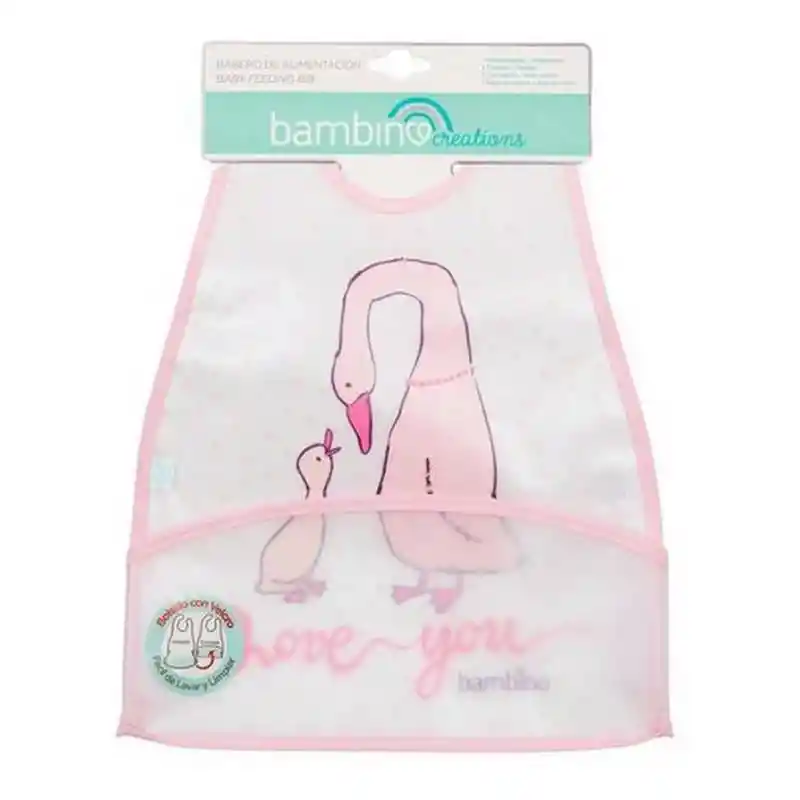 Babero Plástico Bambino Niña Patos Rosa