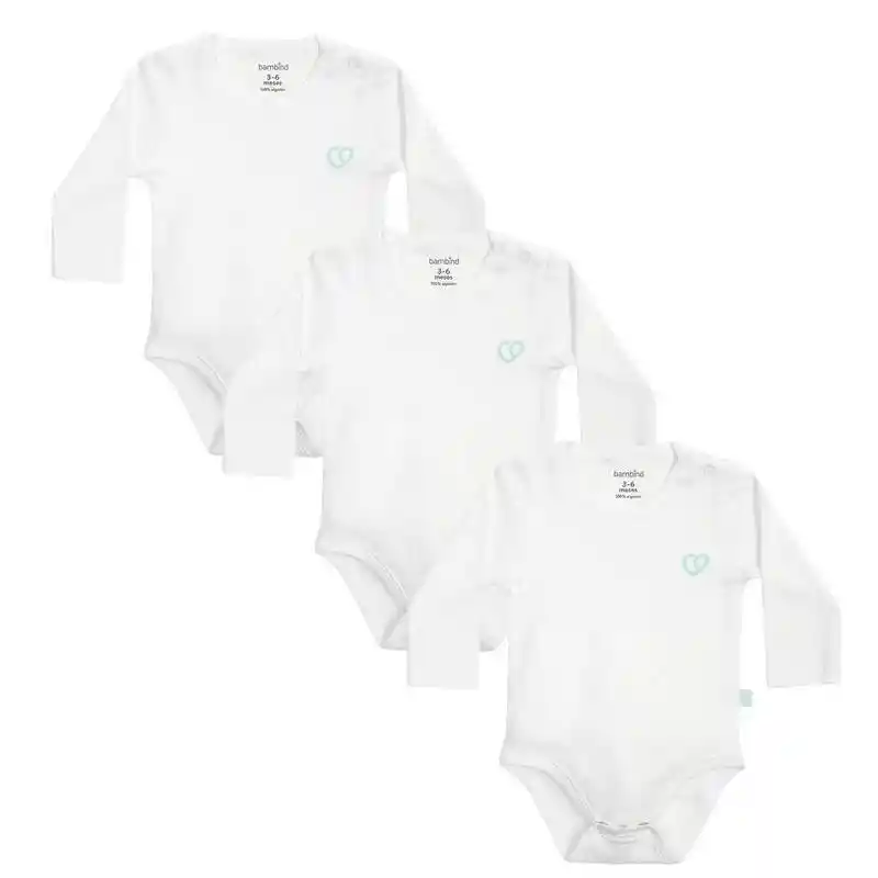 Tripack De Body Blanco Bambino 9-12 Meses