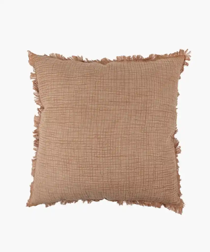 Cojín Algodón Gauze Flecos 60 X 60 Cm Terracota