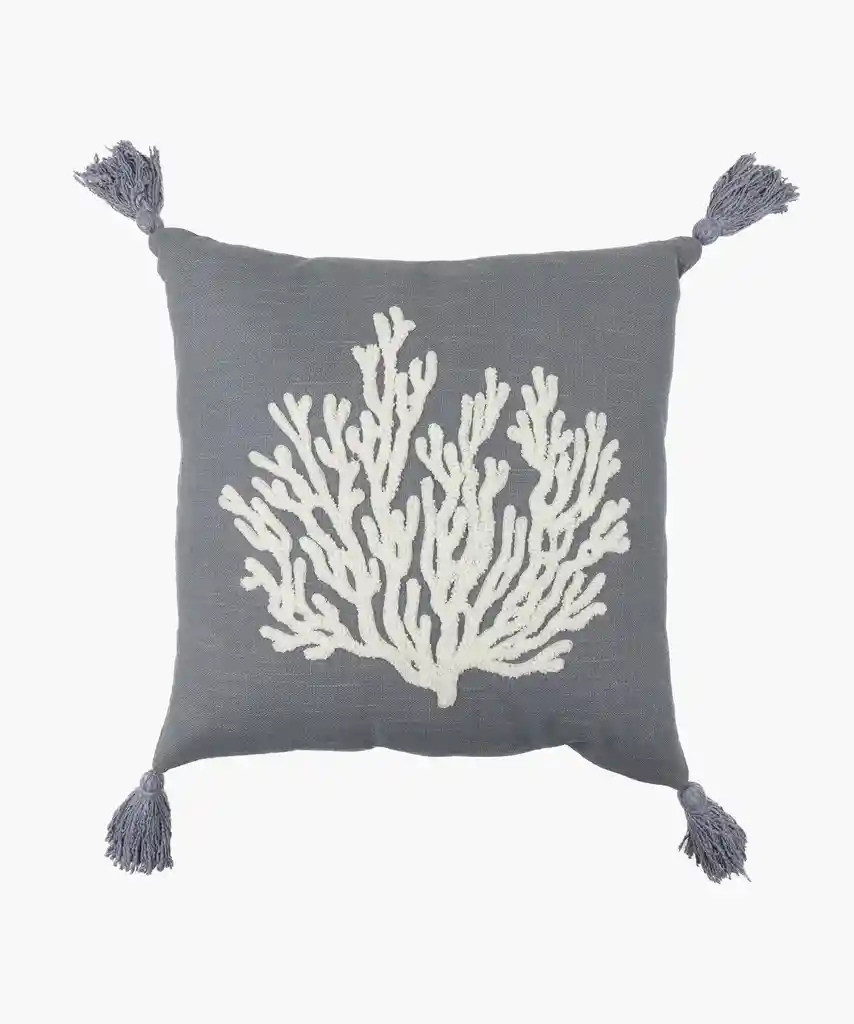 Cojín Algodón Detalle Pino 45 X 45 Cm Azul