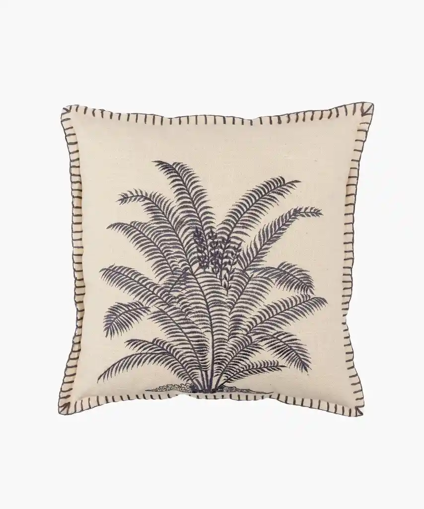 Cojín Algodón Palmera Bordada 45 X 45 Cm Beige