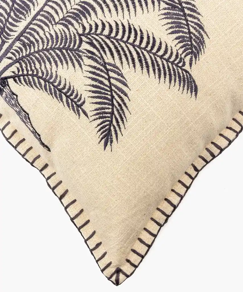 Cojín Algodón Palmera Bordada 45 X 45 Cm Beige