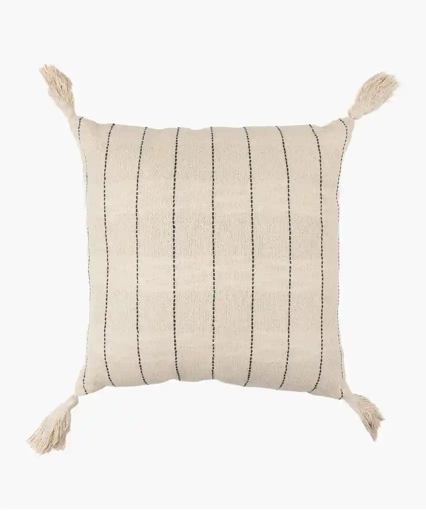 Cojín Algodón Bordado Borlas 45 X 45 Cm Blanco