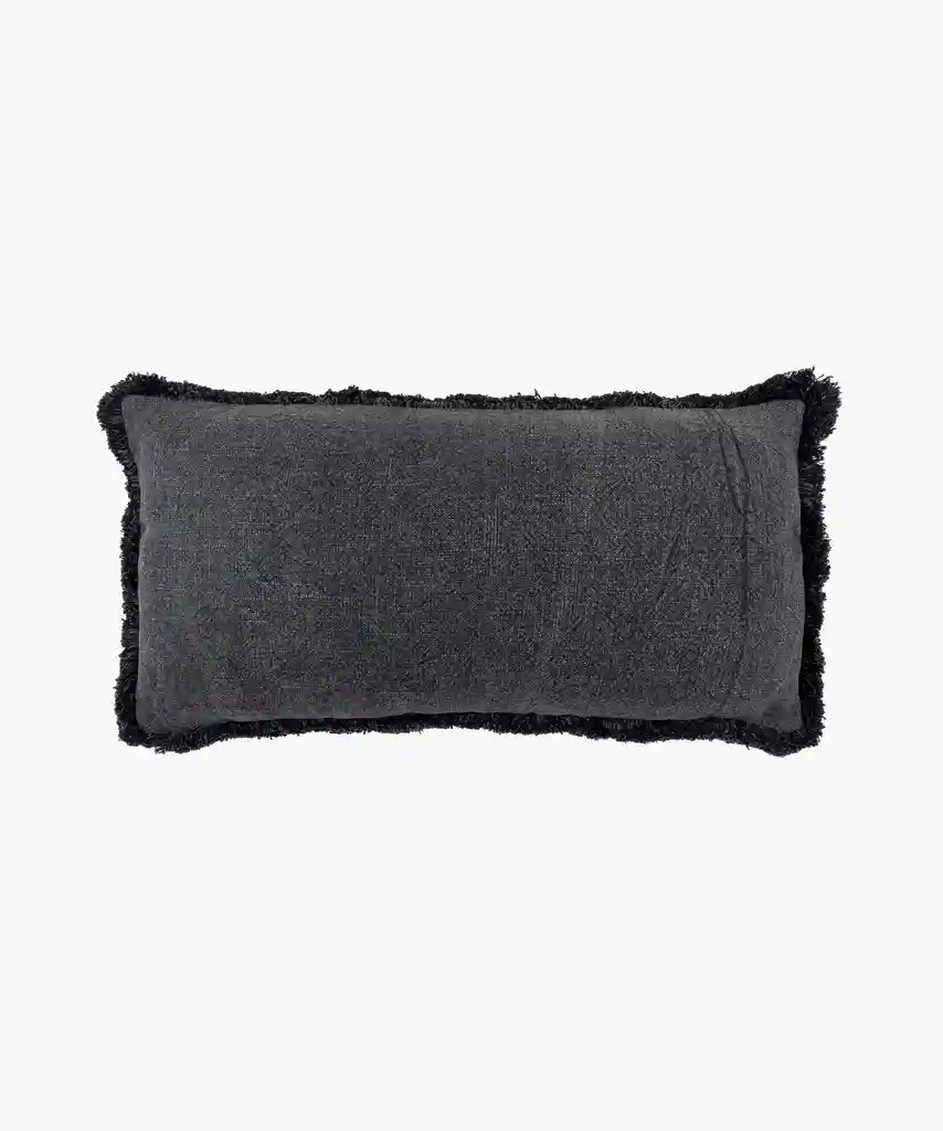 Cojín Algodón Borde Flecos 30 X 60 Cm Negro