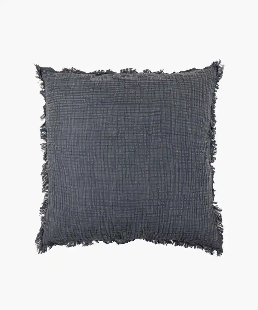 Cojín Algodón Gauze Flecos 60 X 60 Cm Azul