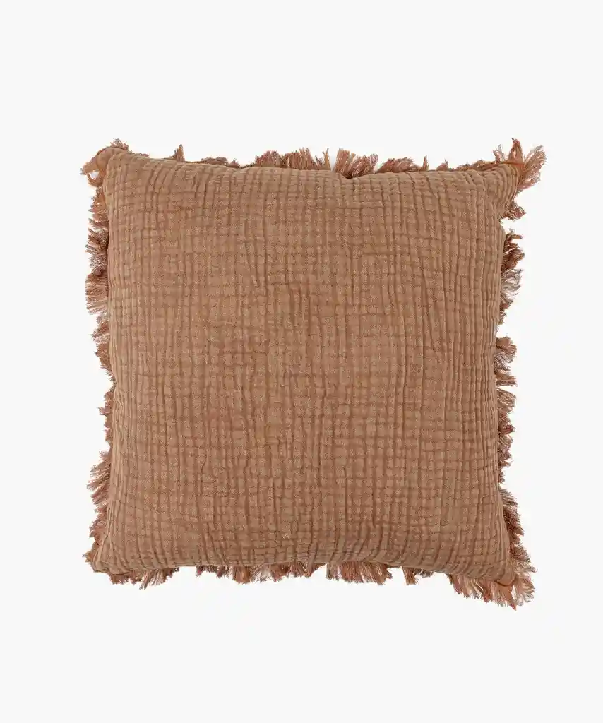 Cojín Algodón Gauze Flecos 45 X 45 Cm Terracota