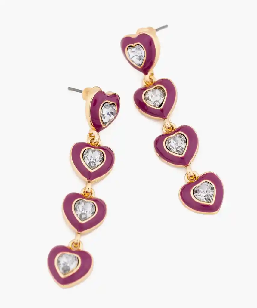 Aros Corazones Resina Morado