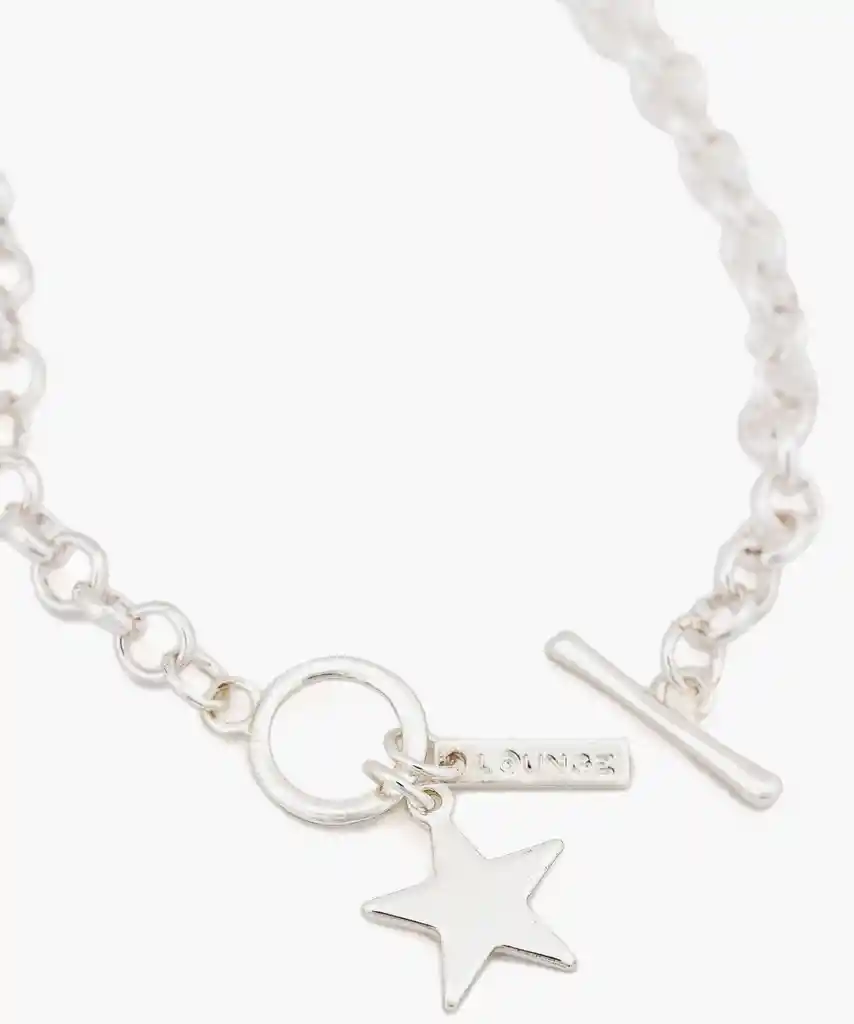 Pulsera Broche T Y Estrella Plateado