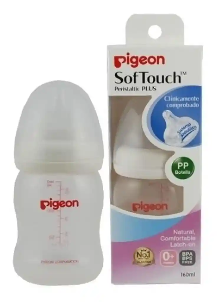 Mamadera Boca Ancha Plástica Pigeon 160ml