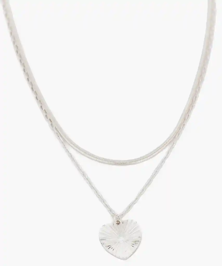 Collar Colgante Corazón Plateado