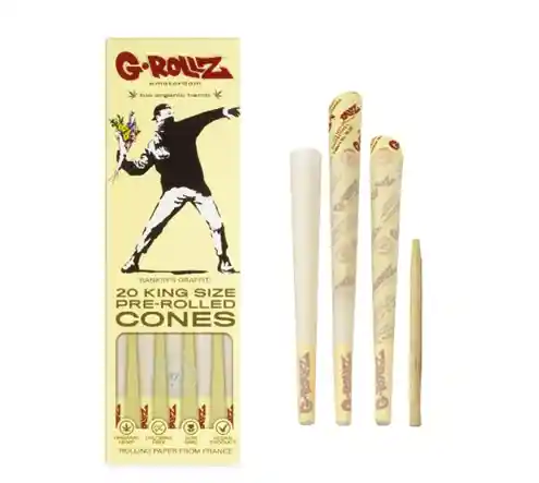 20 Conos King Size Organic Hemp Extra Thin Banksy G-rollz