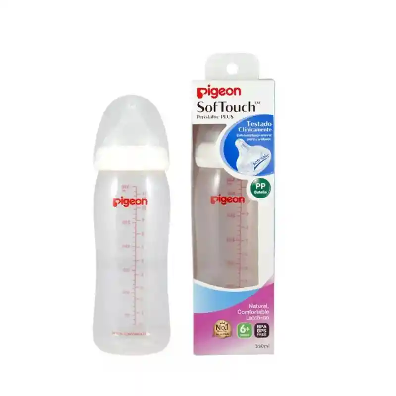 Mamadera Boca Ancha Plástica Pigeon 330 Ml