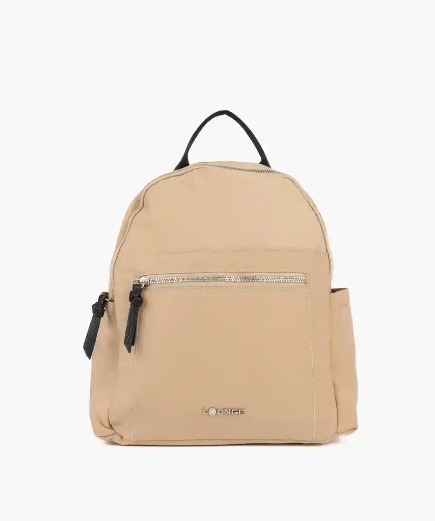 Mochila Nylon Cierre Beige