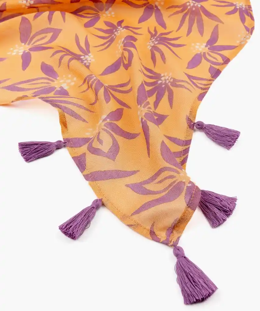 Pañuelo Triángulo Flor Naranjo
