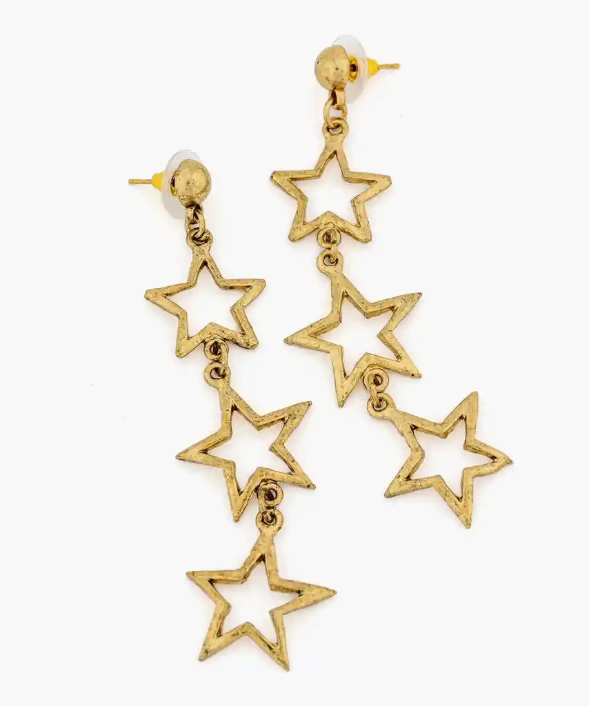 Aros Largos Estrellas Dorado