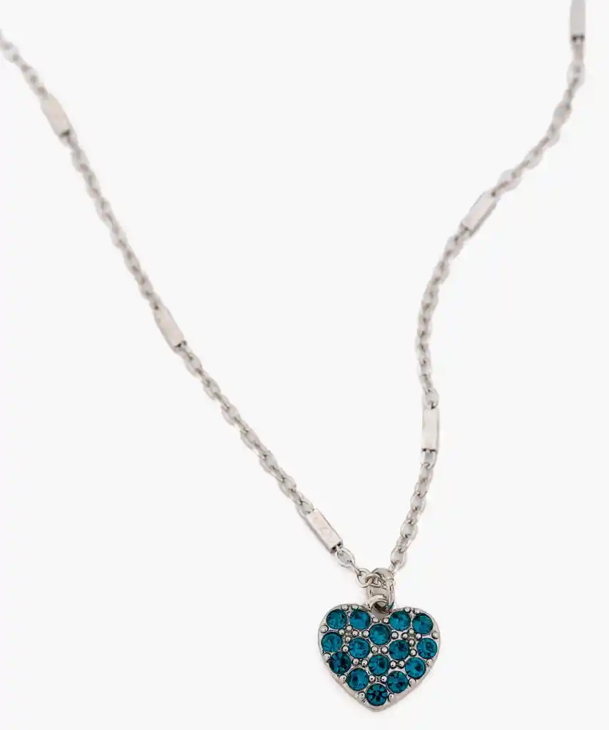 Collar Strass Corazón Plateado