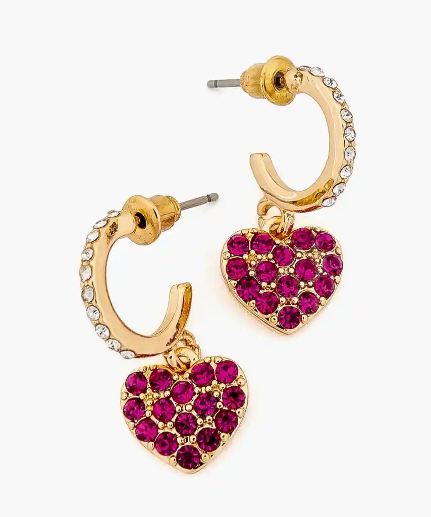 Aros Argollas Corazón Dorado