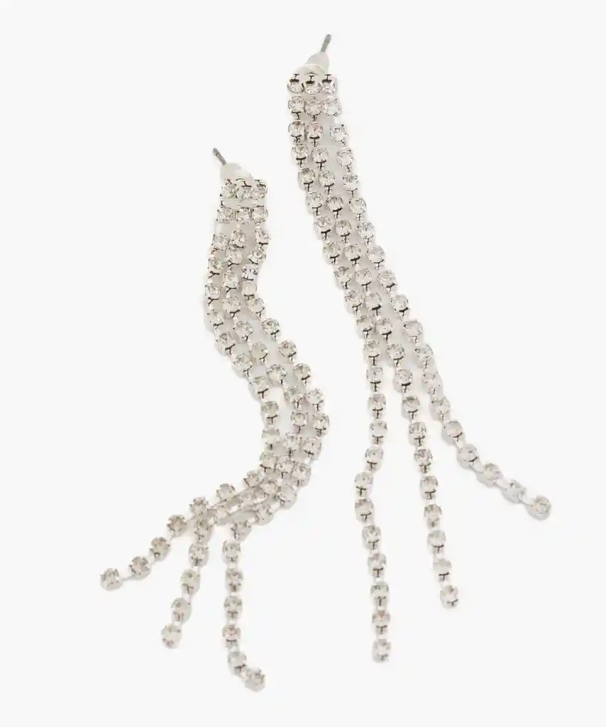 Aros Largos Brillantes Plateado