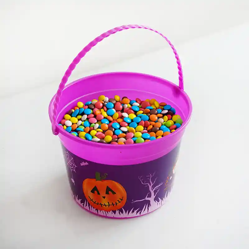 Balde Canasto Dulces Halloween Morado 21x26cm