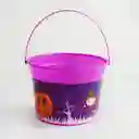 Balde Canasto Dulces Halloween Morado 21x26cm