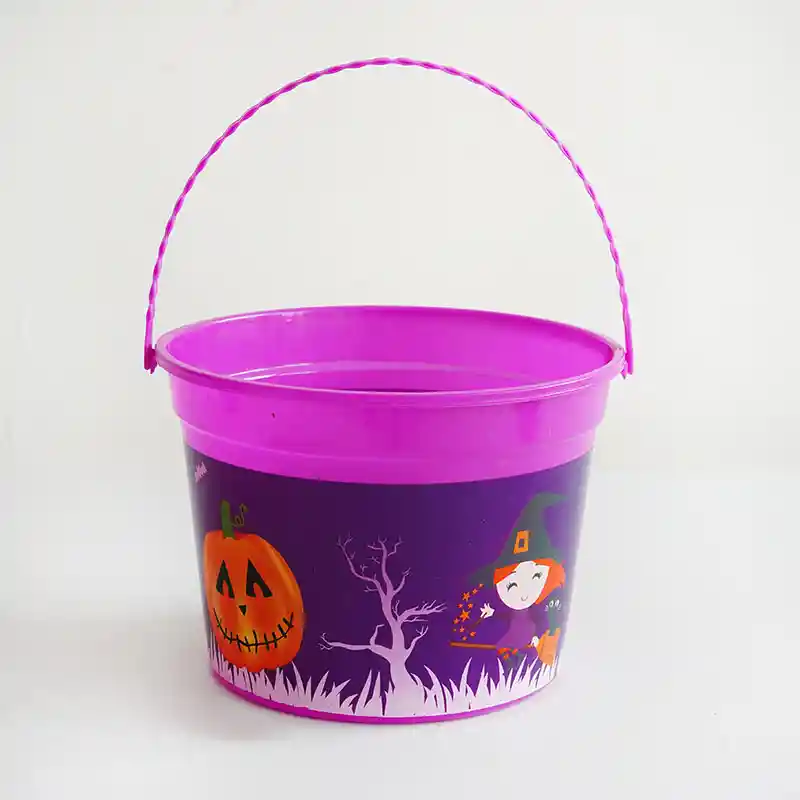 Balde Canasto Dulces Halloween Morado 21x26cm