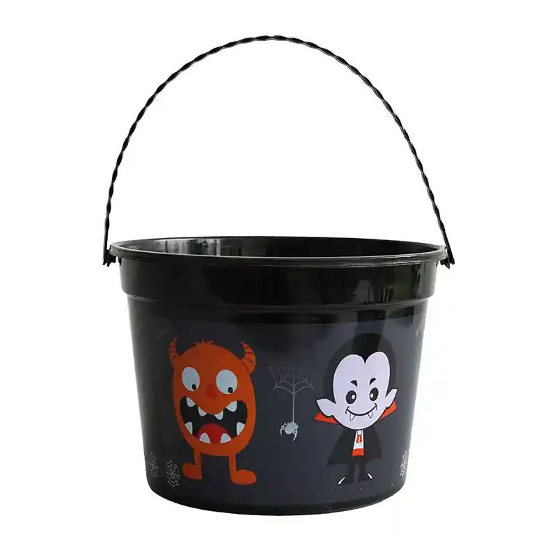 Balde Canasto Dulces Halloween Negro 21x26cm