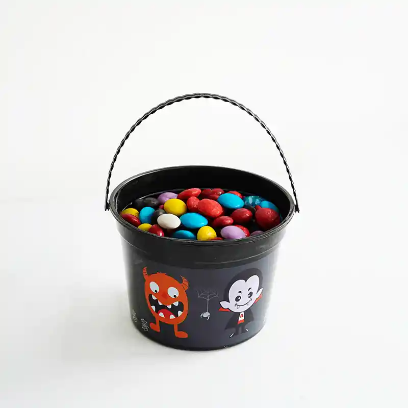 Balde Canasto Dulces Halloween Negro 21x26cm