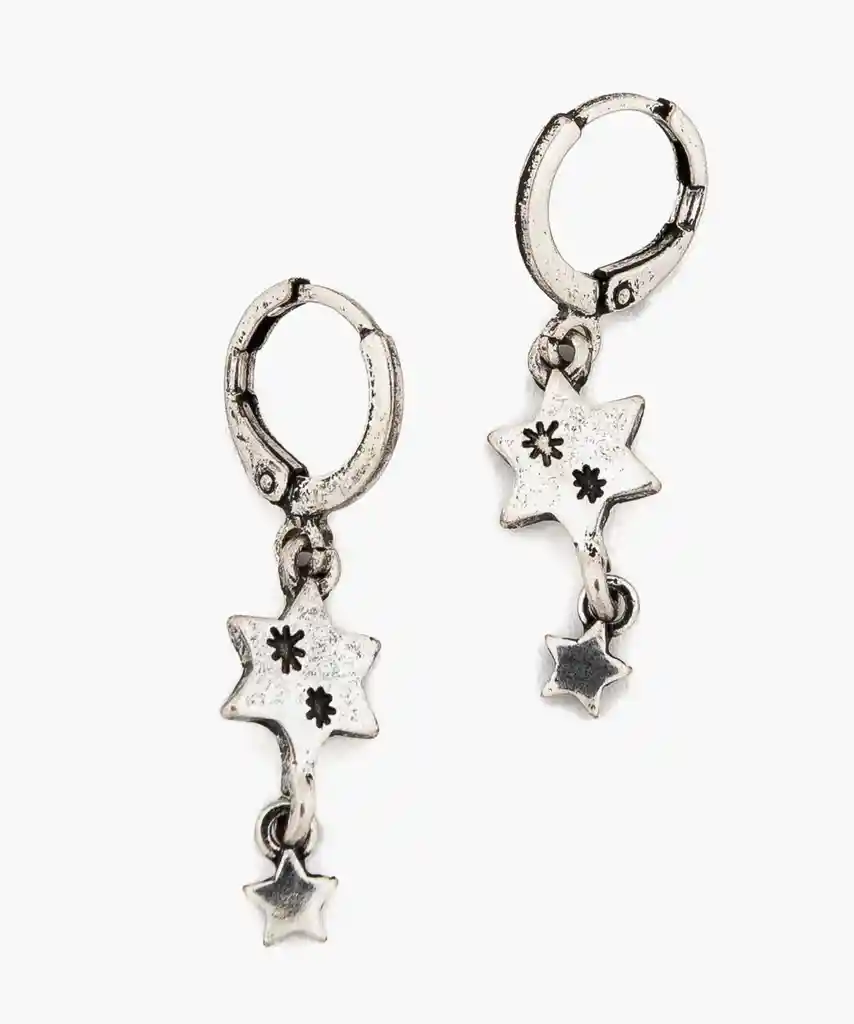 Aros Argollas Estrellas Plateado