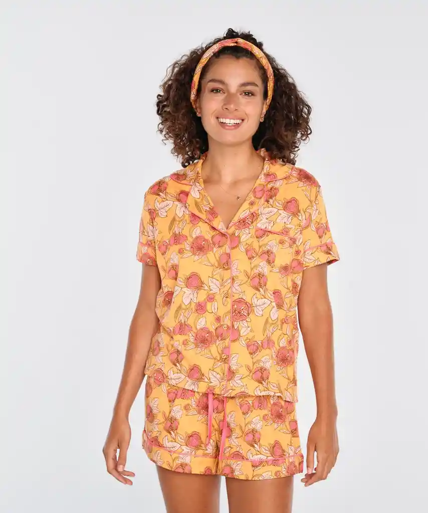 Set Pijama Corto Camisero M Muztard Tulipan