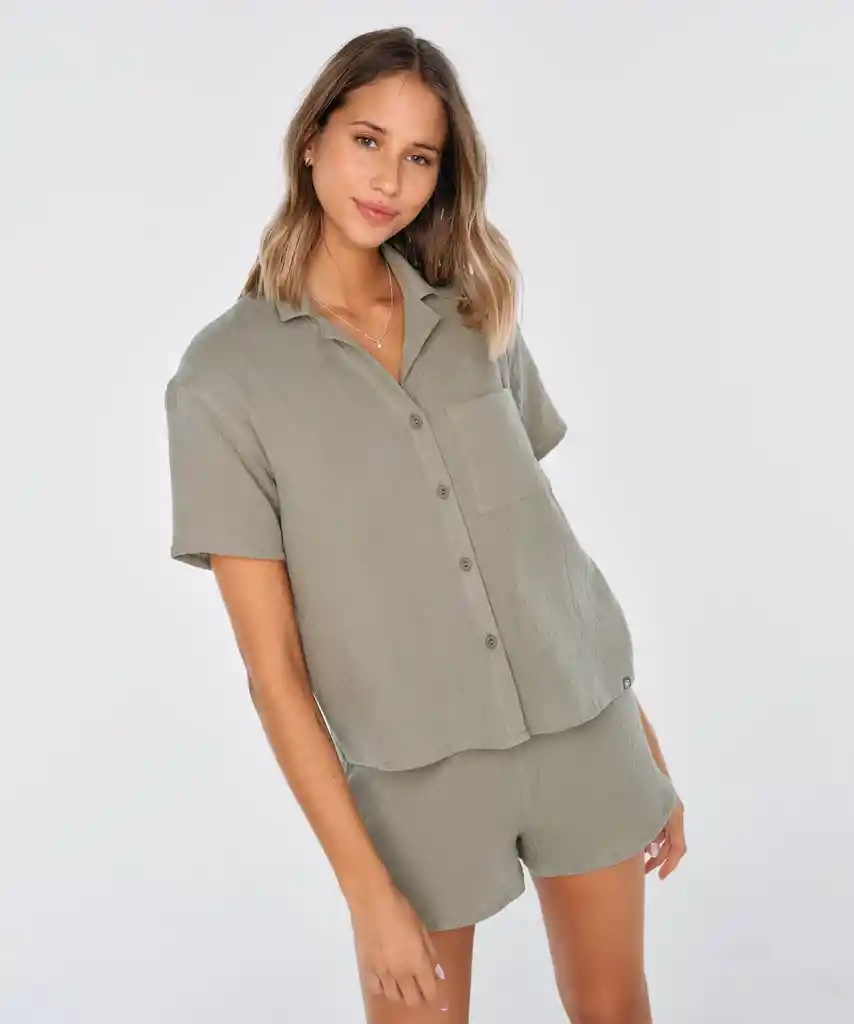 Pijama Dreamy Corto Unicolor Xs Verde Musgo