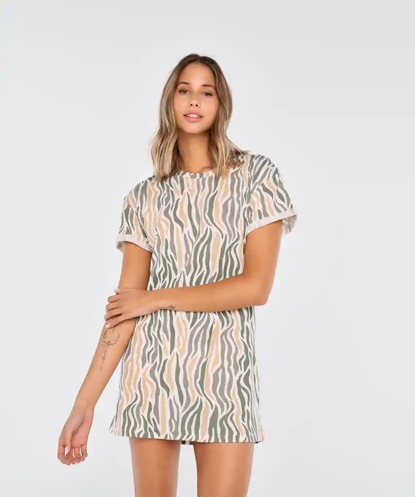 Camisa De Dormir Dreamy Manga Corta L Green Zebra