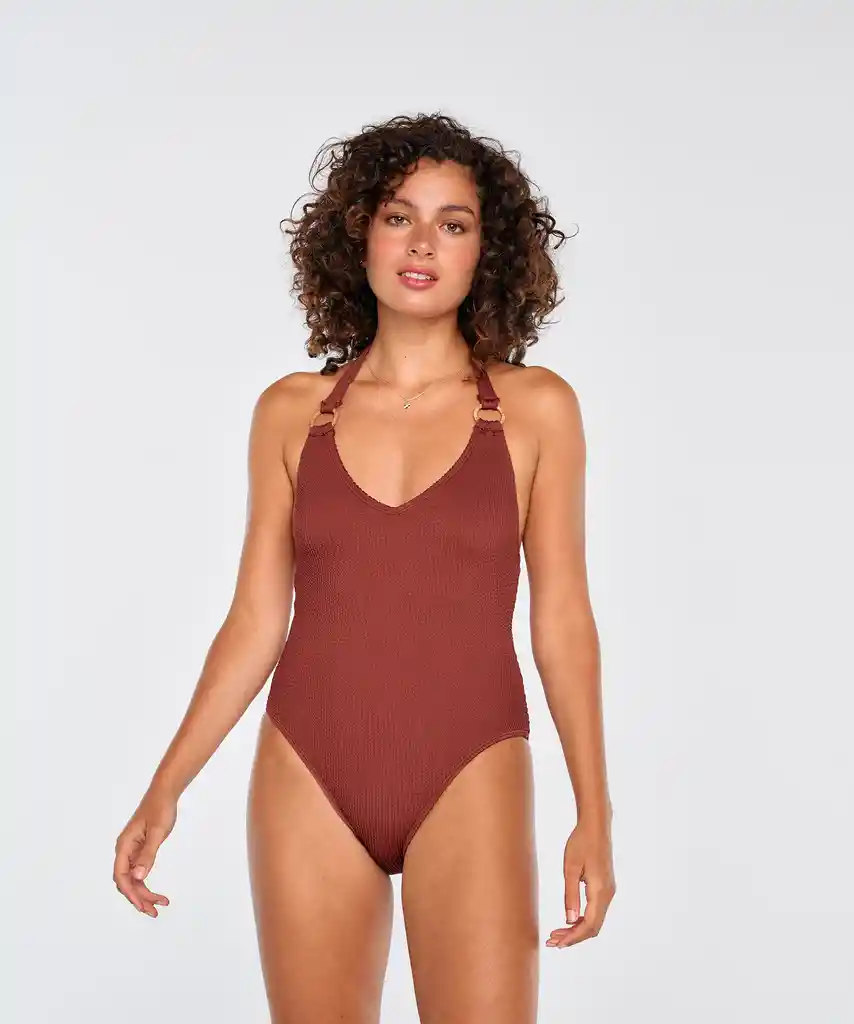 Traje De Baño Paradiso Textura Xs Café