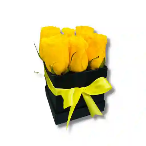Caja De 6 Rosas Amarillas