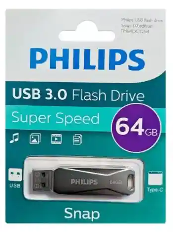 Philips Memoria Snap Flash Drive 64gb Usb 3.0 Y Type-c