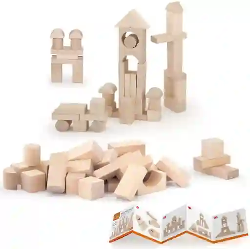 Juegs De Puzzle/bloques De Construcción De Madera Natural