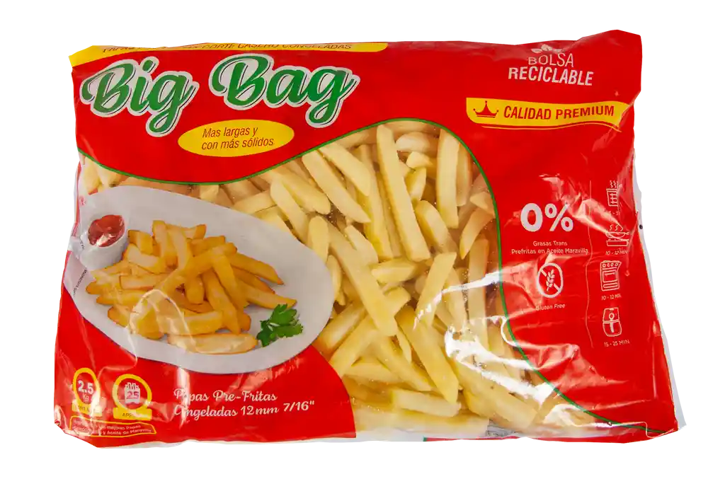 Papas Pre Fritas Baston 12mm Bolsa 2,5 Marca Big Bag