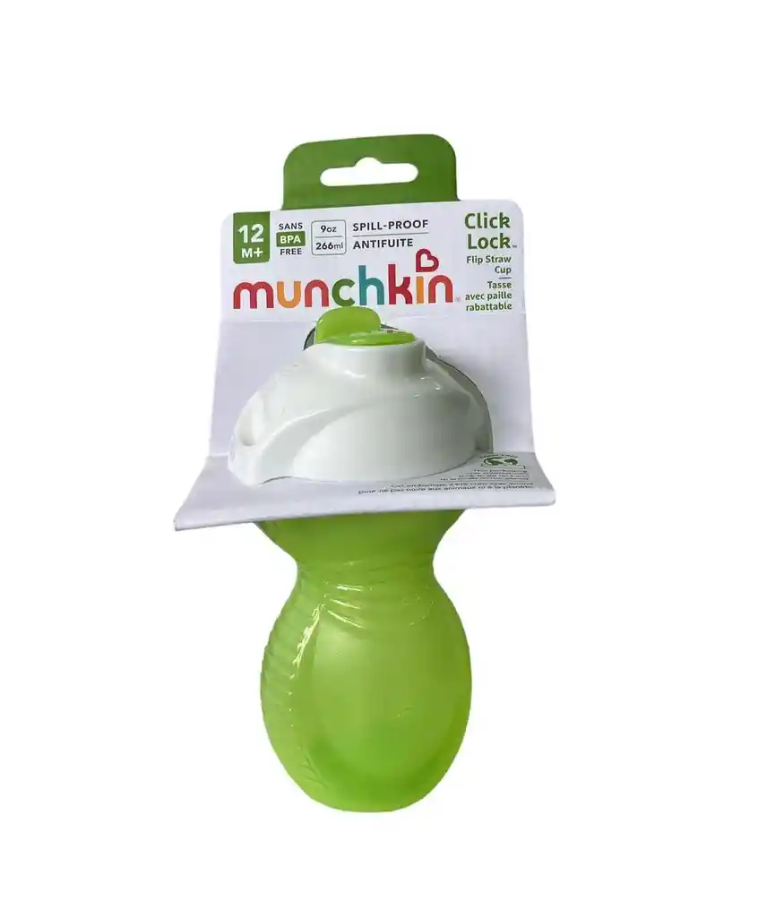 Vaso Antiderrame Con Bombilla Flip Click Lock 266 Ml Munchkin Verde