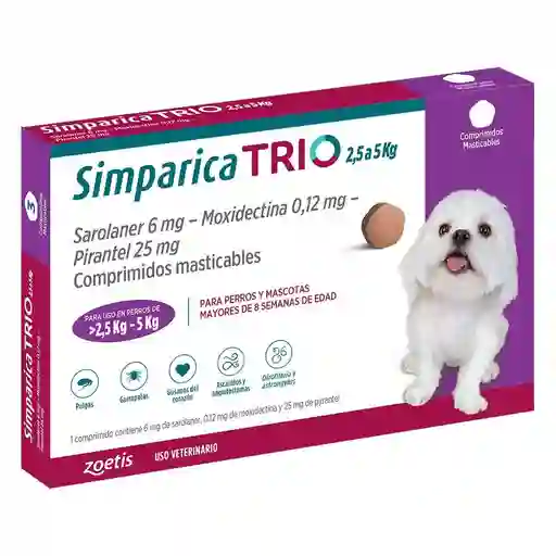 Simparica Trio 2.5 A 5 Kg 1 Comprimido
