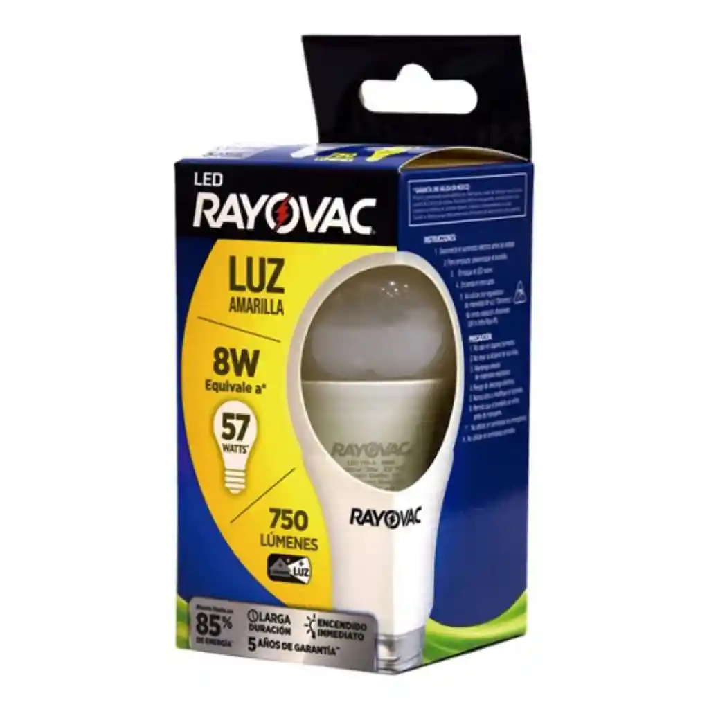 Ampolleta Rayovac Led8w Amarilla 1ud