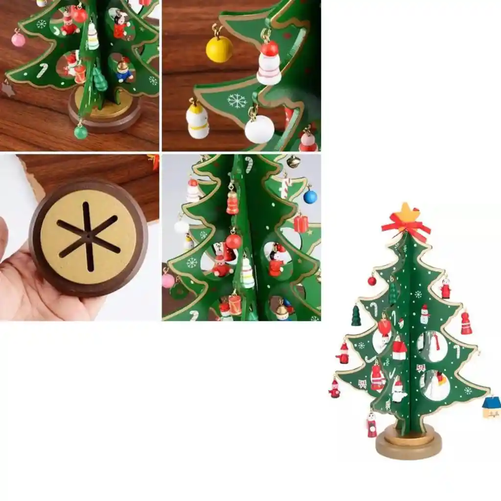 Árbol Navideño De Madera Escritorio Mini Arbolito De Navidad