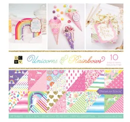 Dcwv Papel Especial Unicornios Y Arcoiris Block 36 Hojas Premium 30x30cm