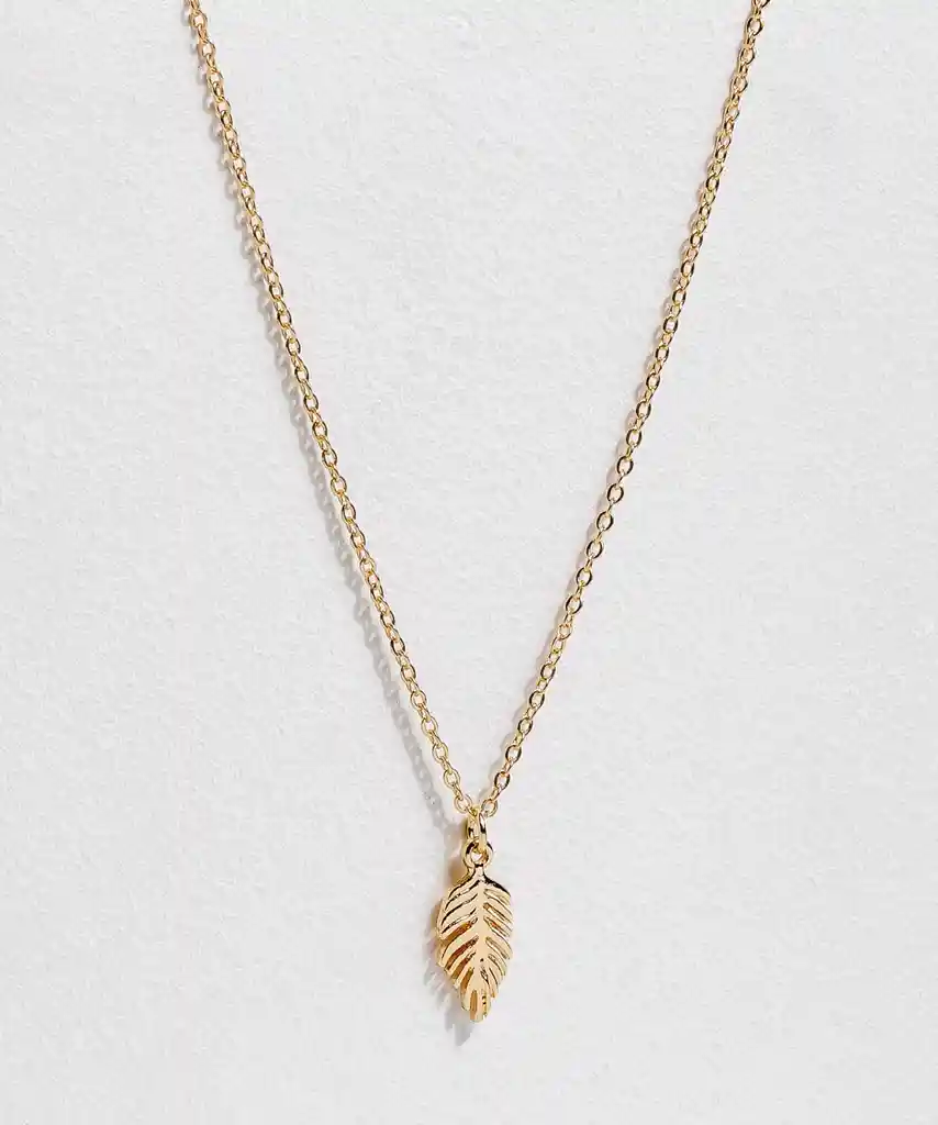 Collar Ilustración Hoja Dorado