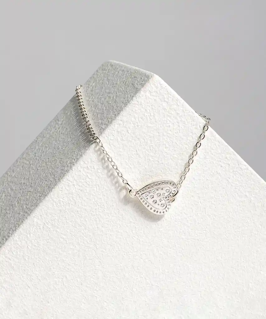 Pulsera Ilustración Corazón Plateado