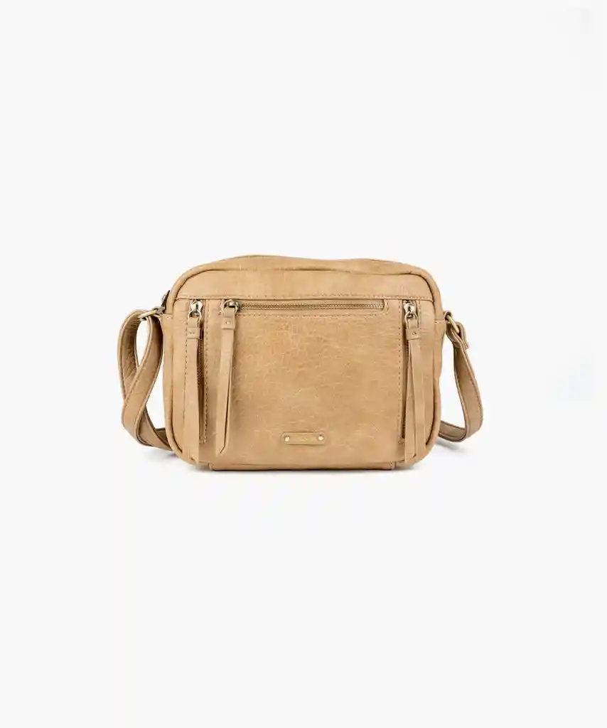 Cartera Cruzada Cierres Beige