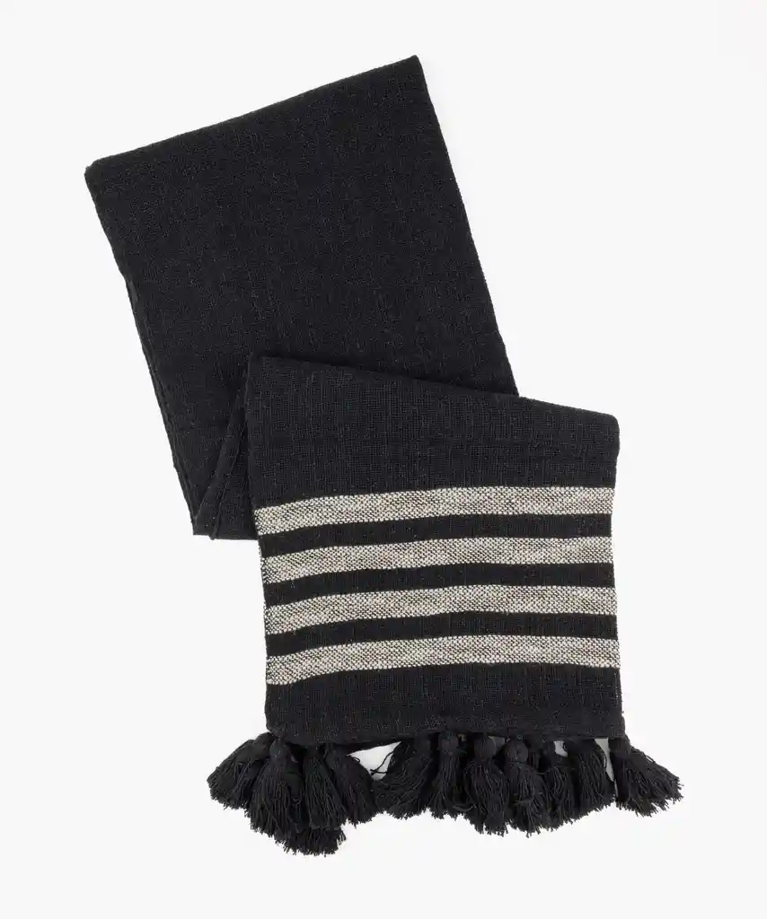 Manta Algodón Líneas Negro