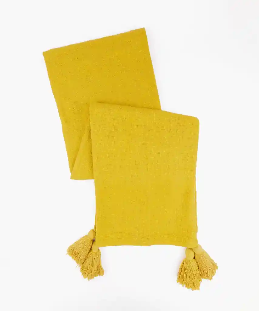 Piecera Algodón Borlas Amarillo