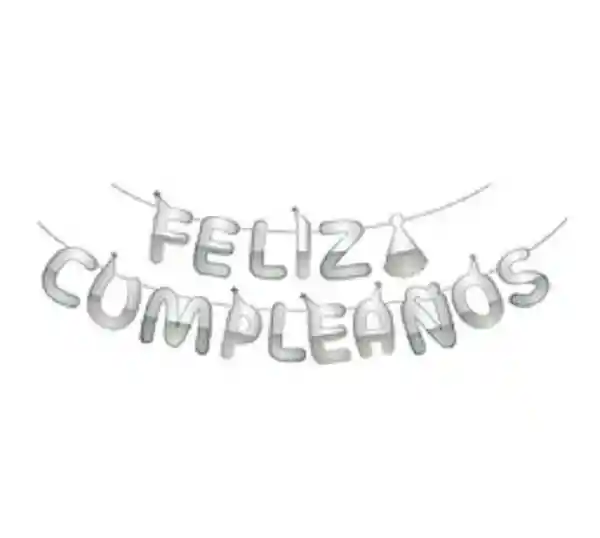 Guirnalda Feliz Cumpleaños Plata Con Glitter