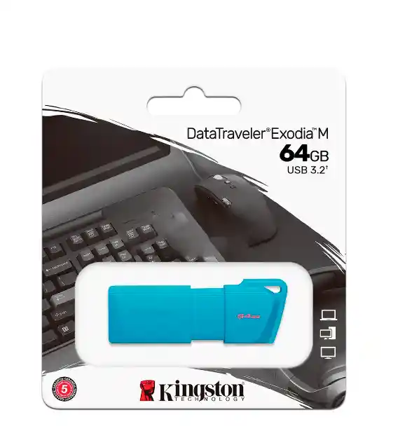 Pendrive Kingston Data Traveler Exodia 64gb 3.2 Azul Neon